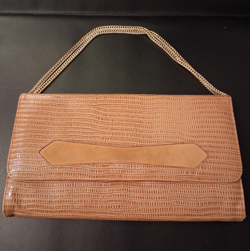 Vintage Frenchy Of California Lizard Embossed Envelope Bag